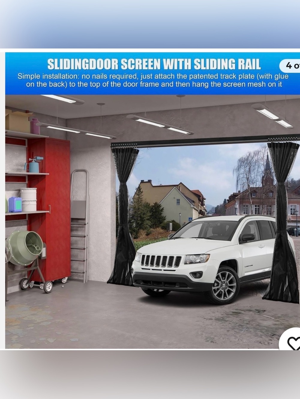 NWT Garage Screen with Sliding Rail - Black - 100 x 210